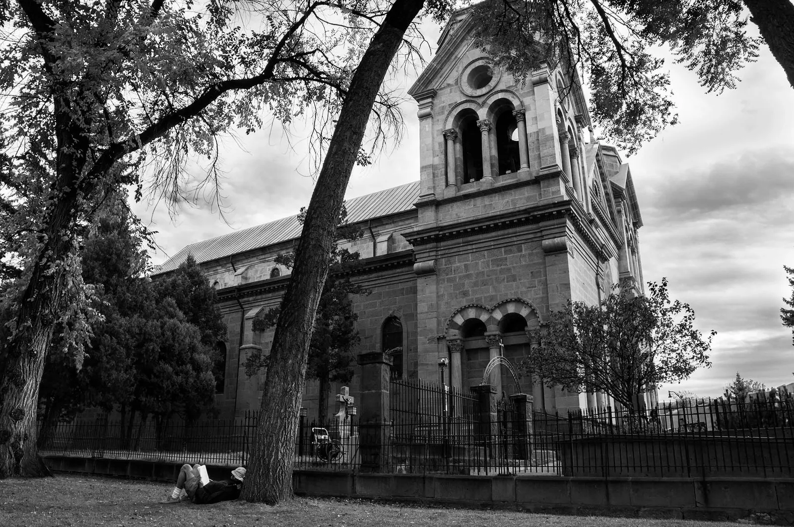 Architecture - historic church tower in black and white