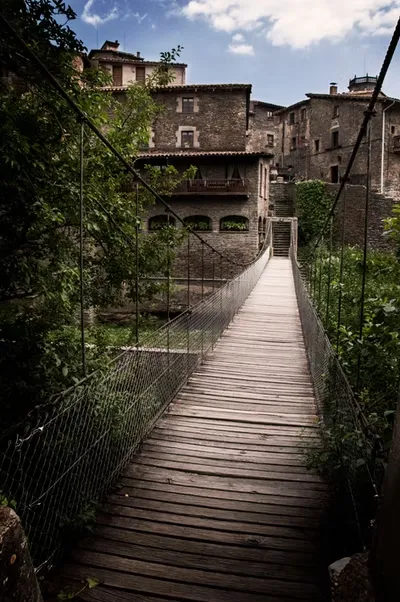 Travel - wooden bridge walkway through greenery